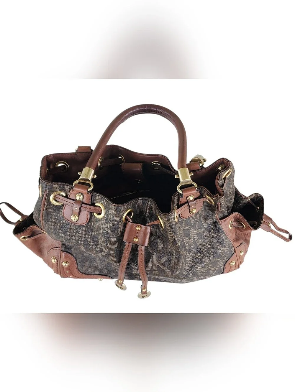 Vintage Michael Kors Brown Logo Drawstring Tote